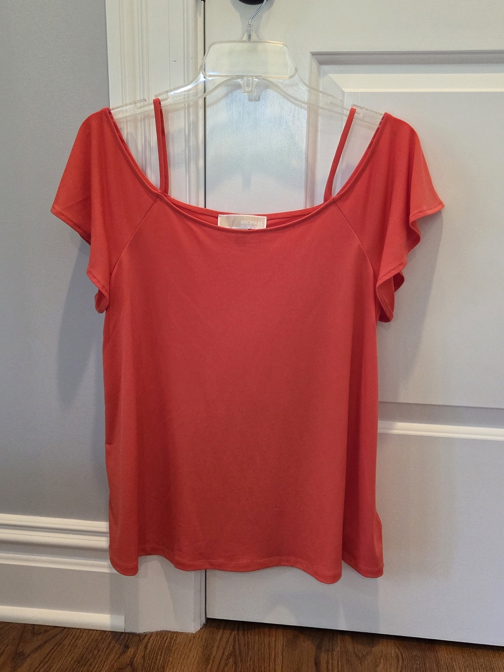 Michael Kors Coral Cold-Shoulder Short Sleeve Top